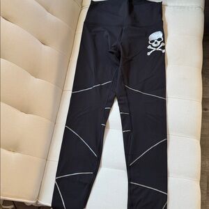 Black SoulCycle Luon Leggings with White Accents